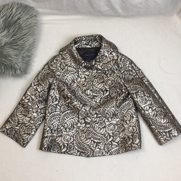 Banana Republic Silk Metallic Gold Brocade Jacket - Picture 1 of 8
